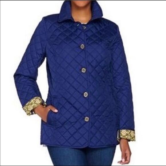 C. Wonder Water Resistant Quilted Barn Jacket with Printed Lining - Picture 1 of 14